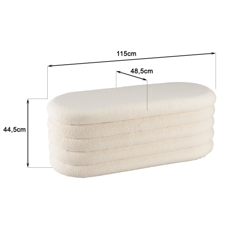 Ecru bouclé fabric bench with storage - LEOPOLD