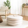 L-shaped pouffe in ecru bouclé fabric with storage - LEOPOLD