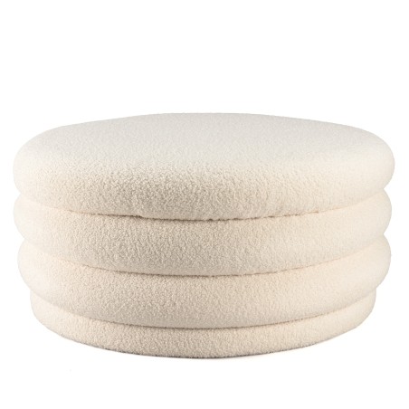L-shaped pouffe in ecru bouclé fabric with storage - LEOPOLD