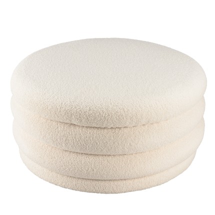 L-shaped pouffe in ecru bouclé fabric with storage - LEOPOLD