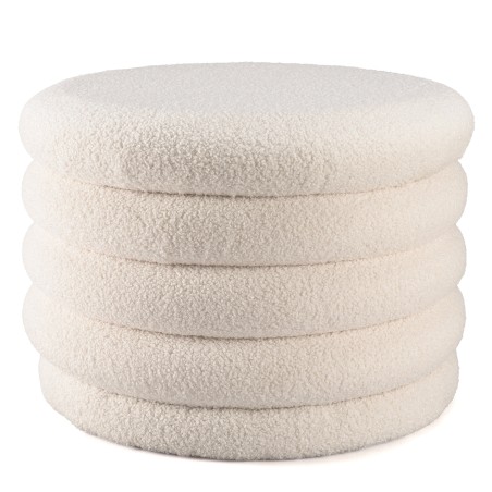 M pouffe in ecru bouclé fabric with storage - LEOPOLD