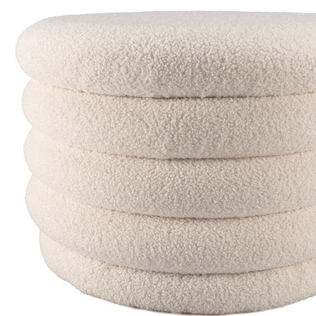 M pouffe in ecru bouclé fabric with storage - LEOPOLD