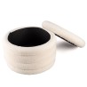M pouffe in ecru bouclé fabric with storage - LEOPOLD