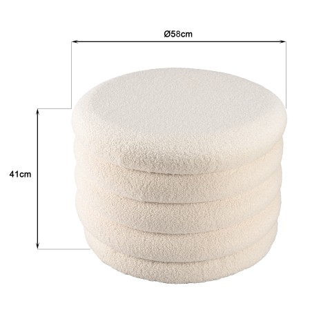 M pouffe in ecru bouclé fabric with storage - LEOPOLD