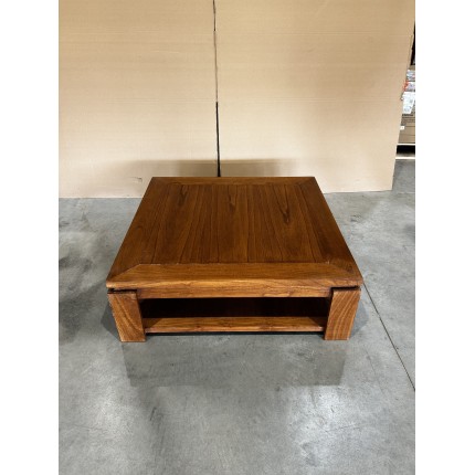 SECOND HAND - Square brown coffee table with shelf, 90x90cm, Mindi wood