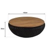 SECOND HAND - Round coffee table 100x100cm in black rattan with removable top