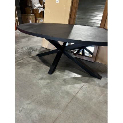 SECONDE MAIN - Table à manger 220x110cm plateau noir effet pierre