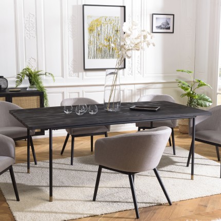 SECONDE MAIN - Table à manger noire 200x100cm pin vieilli