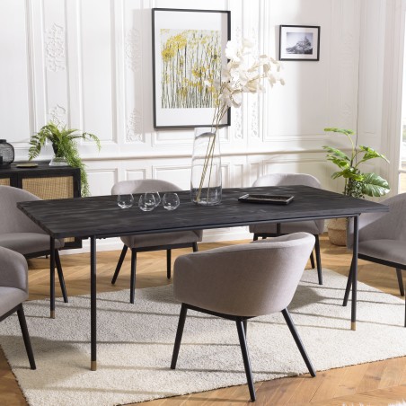 SECONDE MAIN - Table à manger noire 200x100cm pin vieilli