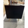 SECOND HAND - Black TV stand with 6 drawers, Scandi-style, in inlaid pine with gold metal legs