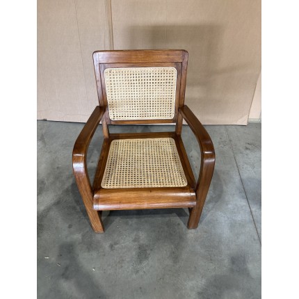 SECONDE MAIN - Fauteuil marron clair Mindi et cannage