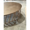 SECONDE MAIN - Table basse ronde 89x89cm aluminium doré piètement graphique