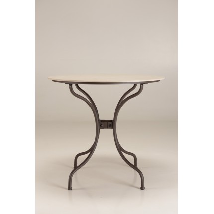 SECONDE MAIN - Table à manger ronde de jardin en céramique et acier