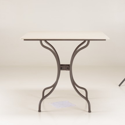SECONDE MAIN - Table à manger carré de jardin en céramique et acier