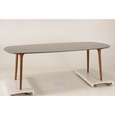 SECONDE MAIN- Table à manger 240x90 cm de jardin en céramique et acier