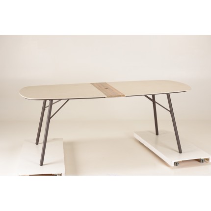 copy of copy of copy of SECONDE MAIN - Table à manger ronde de jardin en céramique et acier