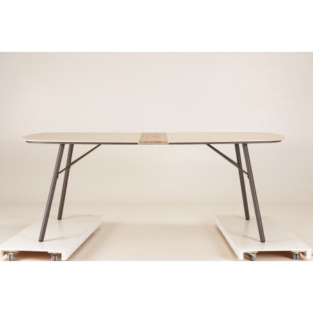 copy of copy of copy of SECONDE MAIN - Table à manger ronde de jardin en céramique et acier