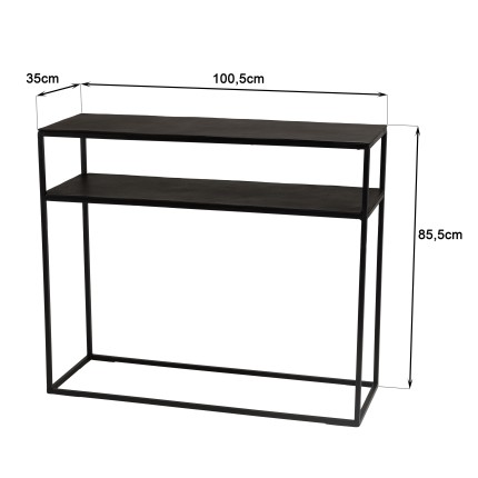SECONDE MAIN - Console 100x35cm aluminium noir pieds métal