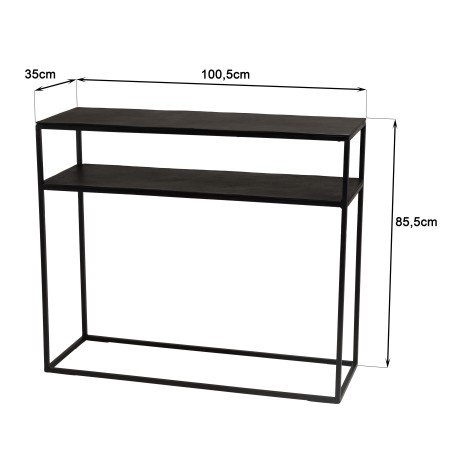 SECONDE MAIN - Console 100x35cm aluminium noir pieds métal