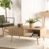SECOND-HAND - Natural-coloured coffee table with 2 drawers and 1 wooden cane niche