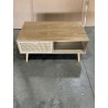 SECONDE MAIN - Table basse couleur naturelle 2 tiroirs 1 niche bois cannage