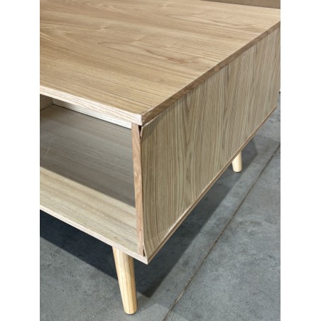 SECOND-HAND - Natural-coloured coffee table with 2 drawers and 1 wooden cane niche