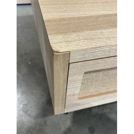 SECOND-HAND - Coffee table with 2 drawers, jute fabric and gold metal legs