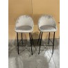 SECONDE MAIN - Lot de 2 tabourets de bar velours chamois hauteur d'assise 80cm