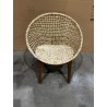 SECONDE MAIN - Fauteuil beige dossier arrondi assise en abaca tressé