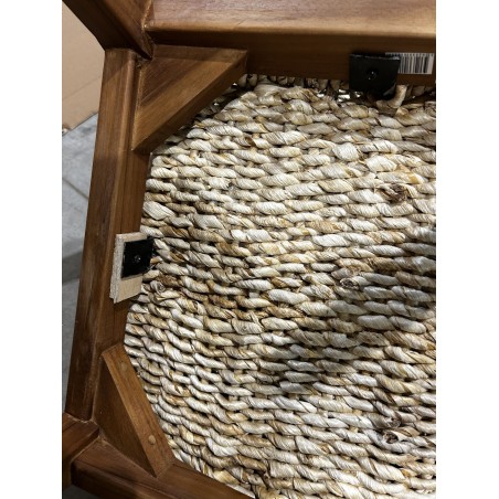 SECONDE MAIN - Fauteuil beige dossier arrondi assise en abaca tressé