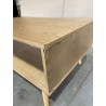 SECONDE MAIN - Table basse couleur naturelle 2 tiroirs 1 niche bois cannage