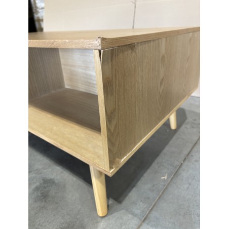 SECOND-HAND - Natural-coloured coffee table with 2 drawers and 1 wooden cane niche