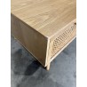 SECONDE MAIN - Table basse couleur naturelle 2 tiroirs 1 niche bois cannage