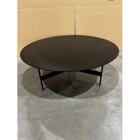 DALY Black Round Coffee Table 78x78cm - Metal Base