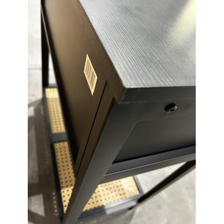 SECONDE MAIN - Console noire 4 tiroirs 1 étagère effet cannage