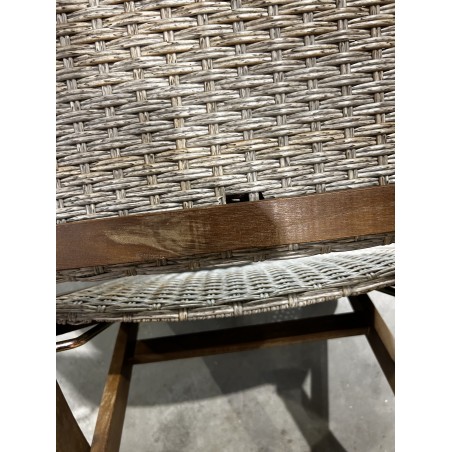 SECOND HAND - Set of 2 folding garden chairs in acacia wood and synthetic rattan