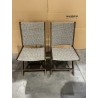 SECONDE MAIN - Lot de 2 chaises pliantes acacia et rotin synthétique