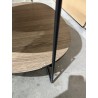 SECONDE MAIN- Table basse 2 plateaux forme ovoïde couleur mocha pieds métal