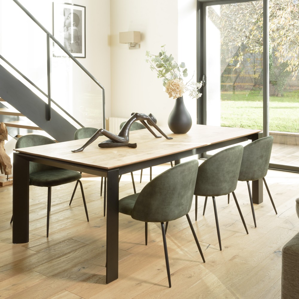SECOND-HAND - Set of 2 pine green velvet chairs with rounded backs and steel legs SECOND-HAND - Set of 2 pine green velvet chairs with rounded backs and steel legs