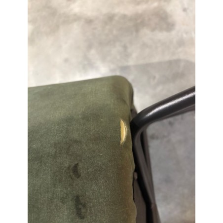 SECOND-HAND - Set of 2 pine green velvet chairs with rounded backs and steel legs