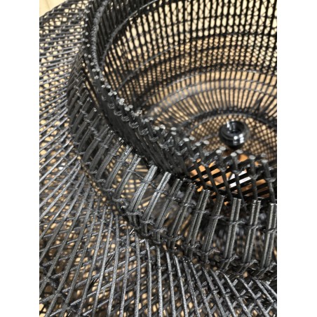 SECONDE MAIN - Suspension "double" 90x90cm en rotin couleur noire et teck
