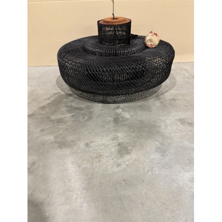 SECONDE MAIN - Suspension "double" 90x90cm en rotin couleur noire et teck