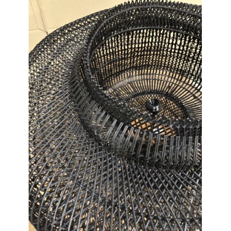 SECONDE MAIN - Suspension "double" 90x90cm en rotin couleur noire et teck