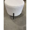 SECONDE MAIN - Tabouret rond 40x40cm tissu bouclette blanc pieds métal noir