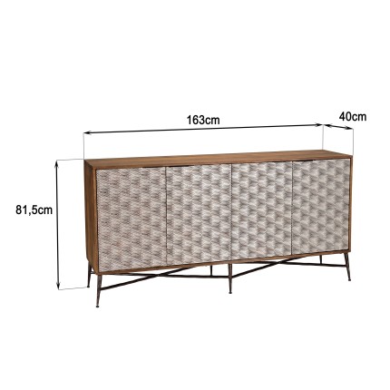 SECOND-HAND - Mango wood sideboard with 4 doors and ethnic motifs
