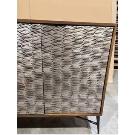 SECONDE MAIN - Buffet en bois de manguier 4 portes motifs ethniques