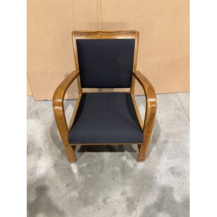 SECONDE MAIN - Fauteuil scandi teck et tissu noir