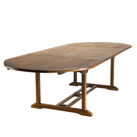 MAEVA - Table ovale double extension 200/300*120 en bois Teck huilé