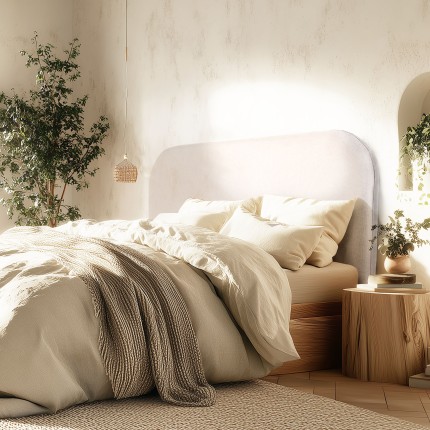 Upholstered headboard for 140/160 cm beds in beige - Arthur Collection