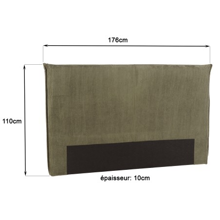 Tête de lit rembourrée pour lits 140/160cm velours côtelé vert - Collection Arthur